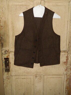 Vintage CC Filson Men's Size 40 Brown Mackinaw Virgin Wool Vest (KK-15)